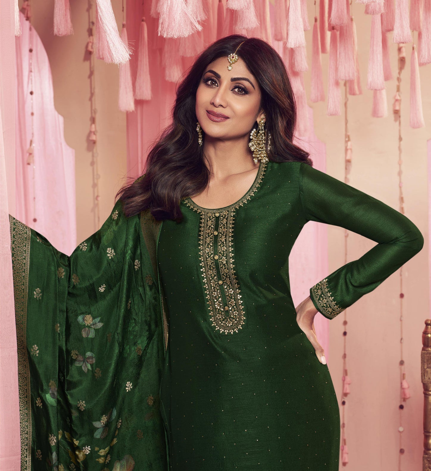 Elegant Green Salwar Suit with Bhagalpuri Georgette Silk & Stunning Embroidery