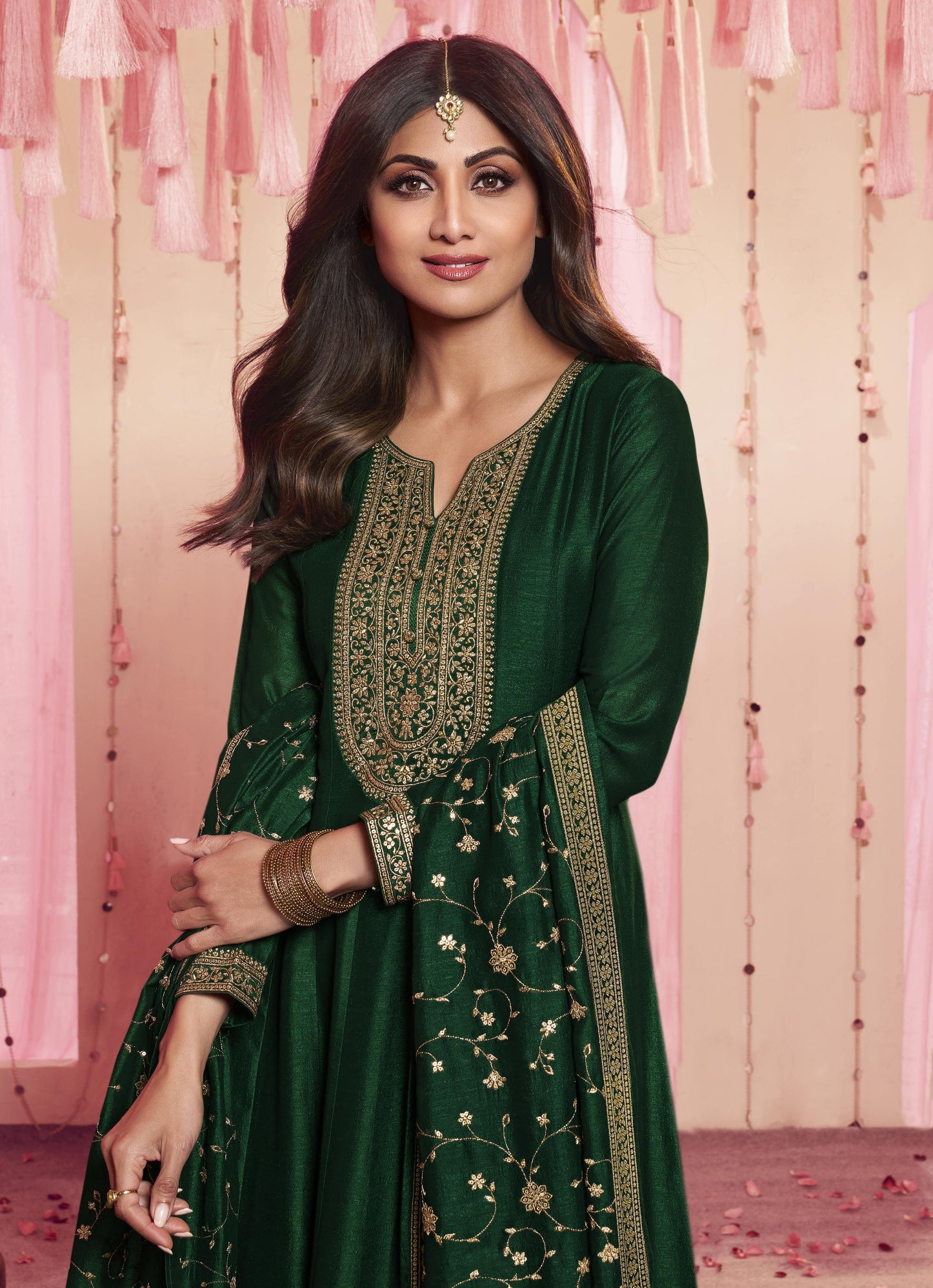 Elegant Green Georgette Silk Anarkali Salwar Suit for Weddings and Parties