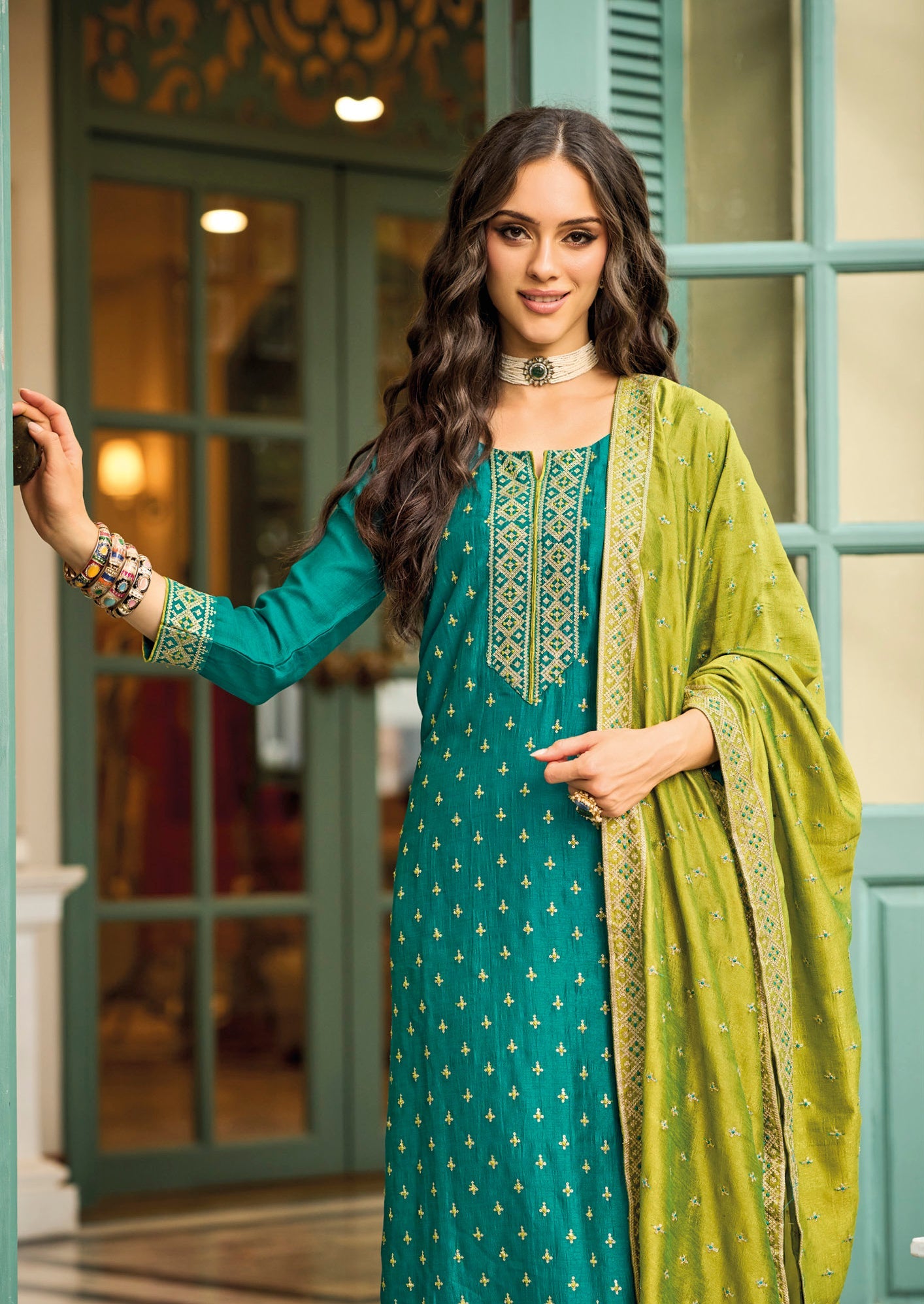 Elegant Blue Silk Salwar Suit with Exquisite Embroidery for Wedding & Parties