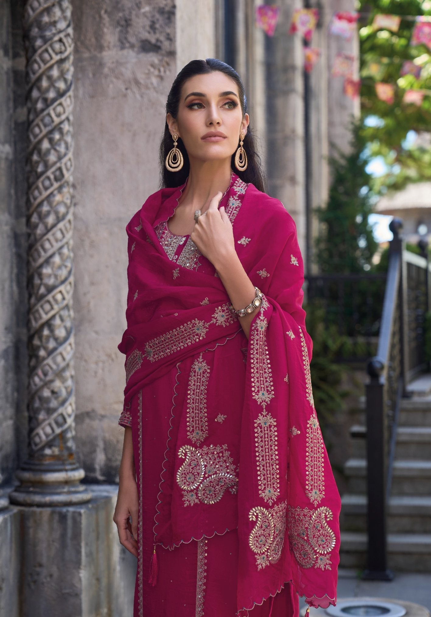 Pink Silk Salwar Suit with Soft Organza Embroidery for Wedding & Party