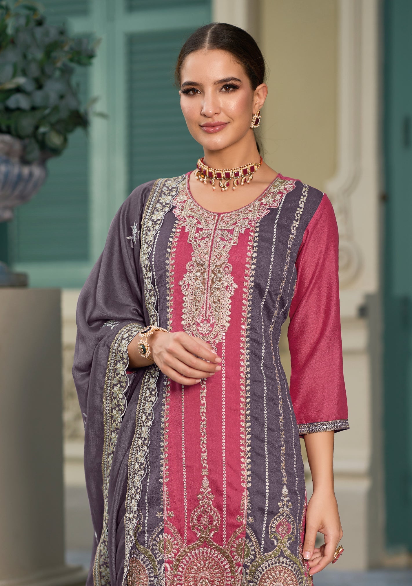 Elegant Pink Silk Embroidered Salwar Suit for Weddings and Parties